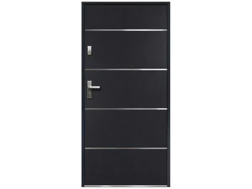 Porta De Entrada Em Aco Macico E Inox De A.207 X L.100 Cm Cor Antracite Com Abertura Para A Direita - Naxara