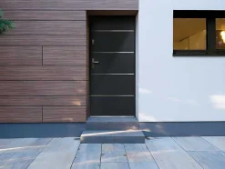 Porta De Entrada Em Aco Macico E Inox De A.207 X L.100 Cm Cor Antracite Com Abertura Para A Direita - Naxara