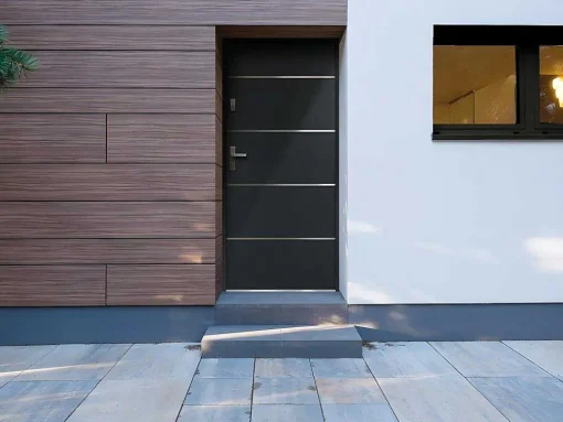 Porta De Entrada Em Aco Macico E Inox De A.207 X L.100 Cm Cor Antracite Com Abertura Para A Direita - Naxara
