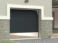 Porta De Garagem Seccionada Efeito Ranhurado Antracite Motorizado - Noria