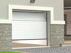 Porta De Garagem Seccionada Efeito Ranhurado Branco Motorizada - Noria