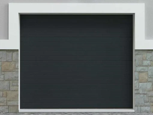 Porta De Garagem Seccionada Efeito Ranhurado Antracite Motorizado - Noria