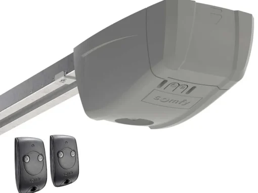 Porta De Garagem Seccionada Efeito Ranhurado Com Porta Central Antracite Com Motor Somfy - Noria