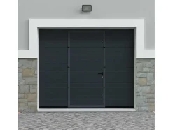 Porta De Garagem Seccionada Efeito Ranhurado Com Porta Central Antracite Motorizada - Noria