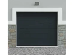 Porta De Garagem Seccionada Efeito Ranhurado Antracite Motorizado - Noria