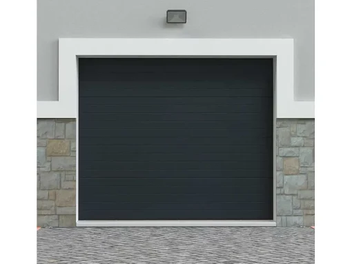 Porta De Garagem Seccionada Efeito Ranhurado Antracite Motorizado - Noria