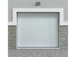 Porta De Garagem Seccionada Efeito Ranhurado Branco Motorizada - Noria