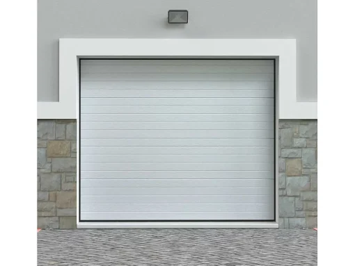 Porta De Garagem Seccionada Efeito Ranhurado Branco Motorizada - Noria
