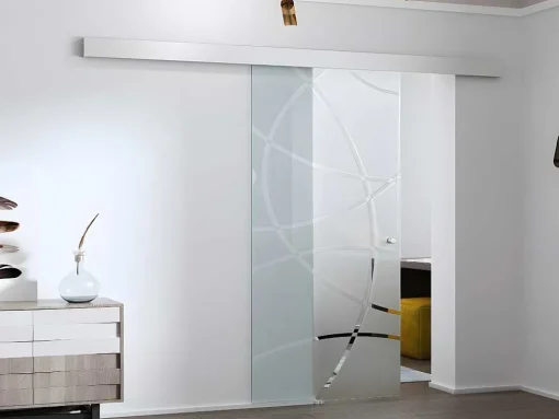 Porta Deslizante Suspensa Heidi - A 205 X C 73 Cm - Vidro Temperado