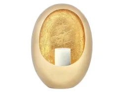 Porta-Velas Em Metal C.31,5 X A.43 Cm, Acabamento Latao E Folhas Douradas, Dourado - Belinni