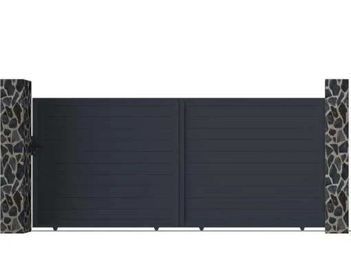 Portão De Correr Motorizado Em Aluminio Antracite De C392 X A173 Cm - Nazario