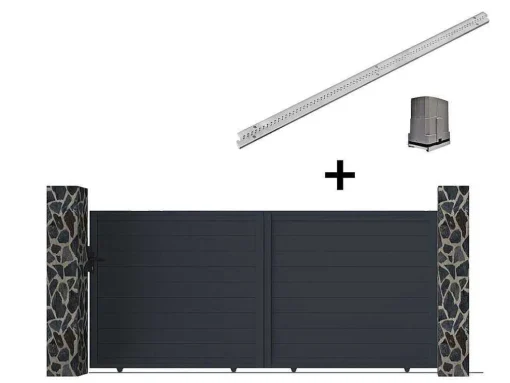 Portão De Correr Motorizado Em Aluminio Antracite De C392 X A173 Cm - Nazario