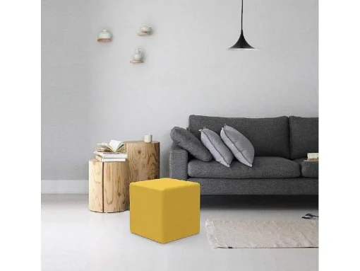Pouf Milena, Amarelo, 34X34X37 Cm, Epikasa