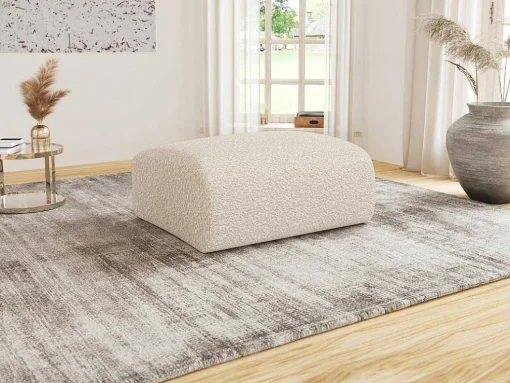 Pufe Tecido Boucle Branco - Pogni De Maison Cephy