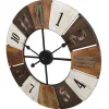 Relógio De Parede Estilo Industrial Galway - Metal E Madeira - D.60 Cm - Multicolor