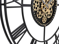 Relógio De Parede Industrial D. 80 Cm Metal Preto E Dourado - Karial