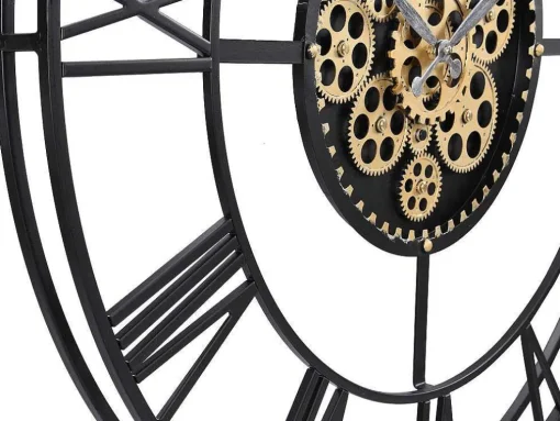 Relógio De Parede Industrial D. 80 Cm Metal Preto E Dourado - Karial
