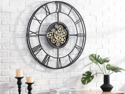 Relógio De Parede Industrial D. 80 Cm Metal Preto E Dourado - Karial