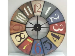 Relógio De Parede Vintage Chronos Em Ferro E Mdf - D.60 Cm