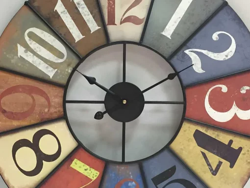 Relógio De Parede Vintage Chronos Em Ferro E Mdf - D.60 Cm