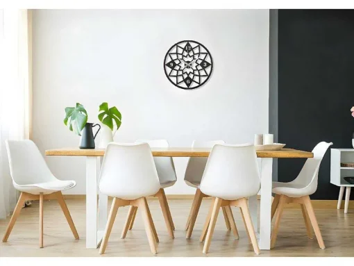 Relógio Geometrico 8, Preto, Prata, 50X1,5X50 Cm, Epikasa