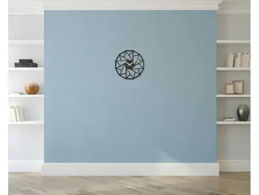 Relógio Geometrico 7, Preto, Prata, 50X1,5X50 Cm, Epikasa