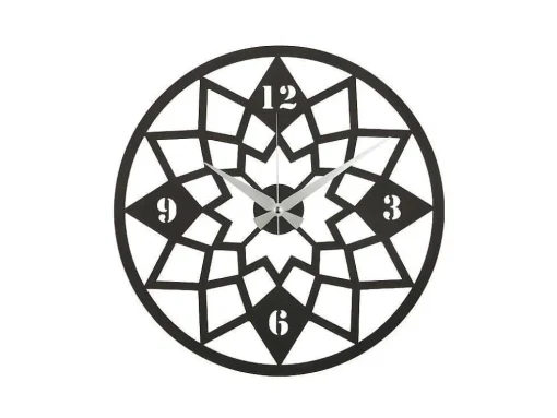 Relógio Geometrico 8, Preto, Prata, 50X1,5X50 Cm, Epikasa