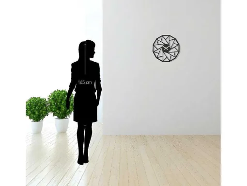 Relógio Geometrico 7, Preto, Prata, 50X1,5X50 Cm, Epikasa