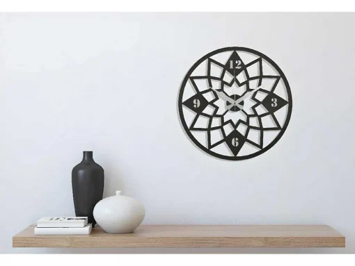 Relógio Geometrico 8, Preto, Prata, 50X1,5X50 Cm, Epikasa
