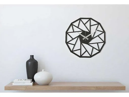Relógio Geometrico 7, Preto, Prata, 50X1,5X50 Cm, Epikasa
