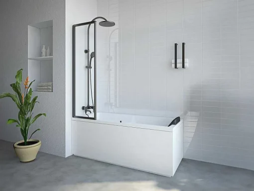 Resguardo De Banheira Dobravel Metal Estilo Atelier Preto Mate 80X140 Cm - District