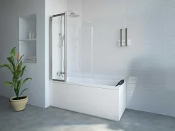 Resguardo De Banheira Dobravel Metal Cor Cromada 120X140 Cm - District