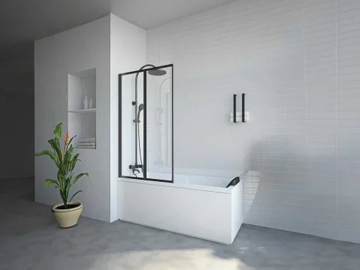 Resguardo De Banheira Dobravel Metal Estilo Atelier Preto Mate 80X140 Cm - District