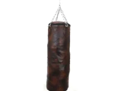 Saco De Boxe Pequeno Vintage Em Pele Tyson - A. 76 Cm - Castanho