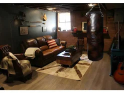 Saco De Boxe Pequeno Vintage Em Pele Tyson - A. 76 Cm - Castanho