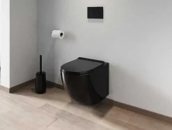 Sanita Suspensa Preto Brilhante Com Estrutura De Suporte E Placa De Descarga - Javoine