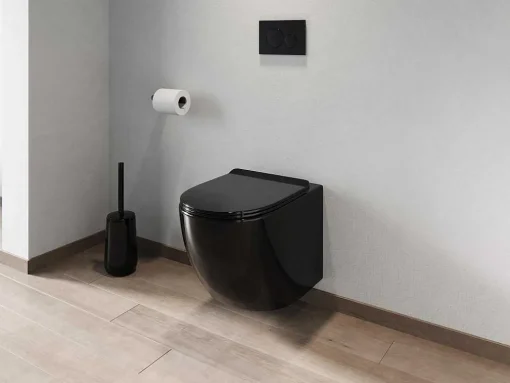 Sanita Suspensa Preto Brilhante Com Estrutura De Suporte E Placa De Descarga - Javoine