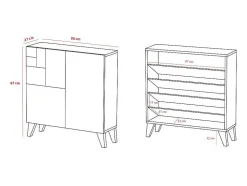 Sapateiro/Móvel Organização - H87Cm X L90Cm X P27Cm Nogueira Clara Pernas Rose - Bergen
