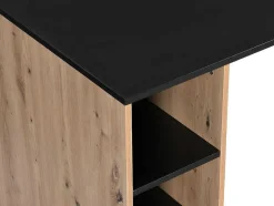 Secretária De Canto Com Espacos De Arrumação Mdf Natural E Preto - Romiara