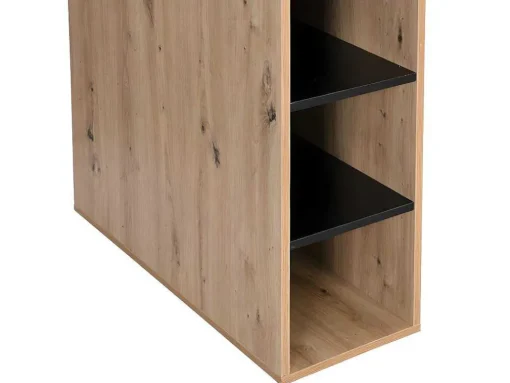 Secretária De Canto Com Espacos De Arrumação Mdf Natural E Preto - Romiara