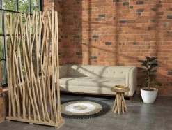 Separador De Divisao Em Madeira De Teca De C. 100 X L. 25 X A. 180 Cm Cor Natural - Gayana
