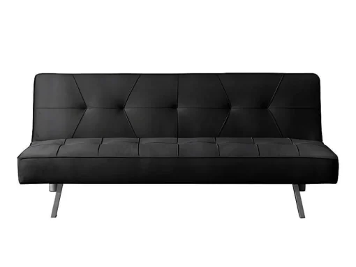 Sofá Cama 2 Lugares De Veludo Clic Clac 175X74Cm Preto