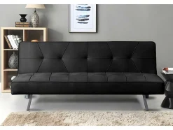 Sofá Cama 2 Lugares De Veludo Clic Clac 175X74Cm Preto