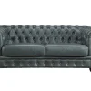 Sofá Chesterfield 3+1 Lugares Brenton 100% Pele De Bufalo Superior Cor Verde-Acinzentado