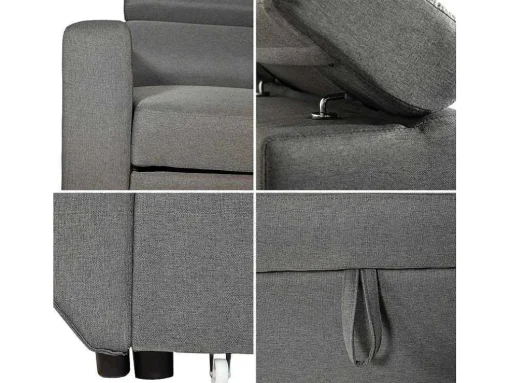 Sofá Convertivel Warren 3 Lugares Cinzento
