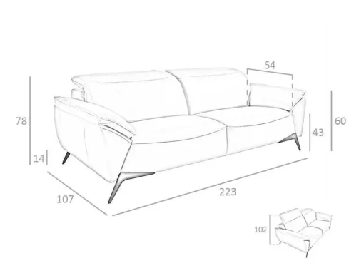 Sofá De 3 Assentos Estofado Em Couro Taupe Grey Color 6132