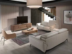 Sofá De 3 Assentos Estofado Em Couro Taupe Grey Color 6132