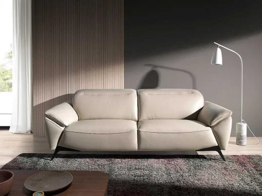 Sofá De 3 Assentos Estofado Em Couro Taupe Grey Color 6132