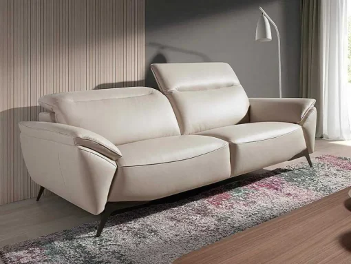 Sofá De 3 Assentos Estofado Em Couro Taupe Grey Color 6132