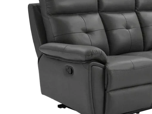 Sofá De 3 Lugares Articulado Em Pele Cinzento - Vineta